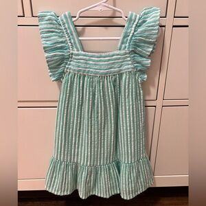 Zara Aqua and White Striped Kids Dress